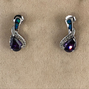 Amethyst & Australian Opal 925 Silver Earrings